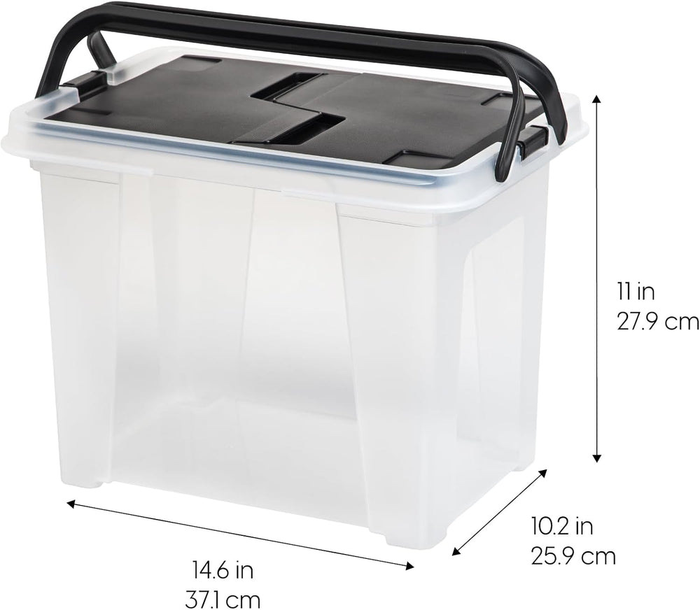 IRIS USA 4-Pack File Box Organizer with Wing Lid Letter/Legal 18 Qt, Clear