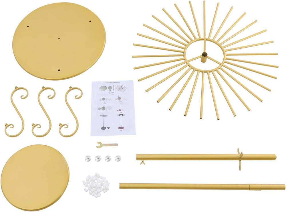 Golden Freestanding Scarf Display Rack with 30 Hanging Rods