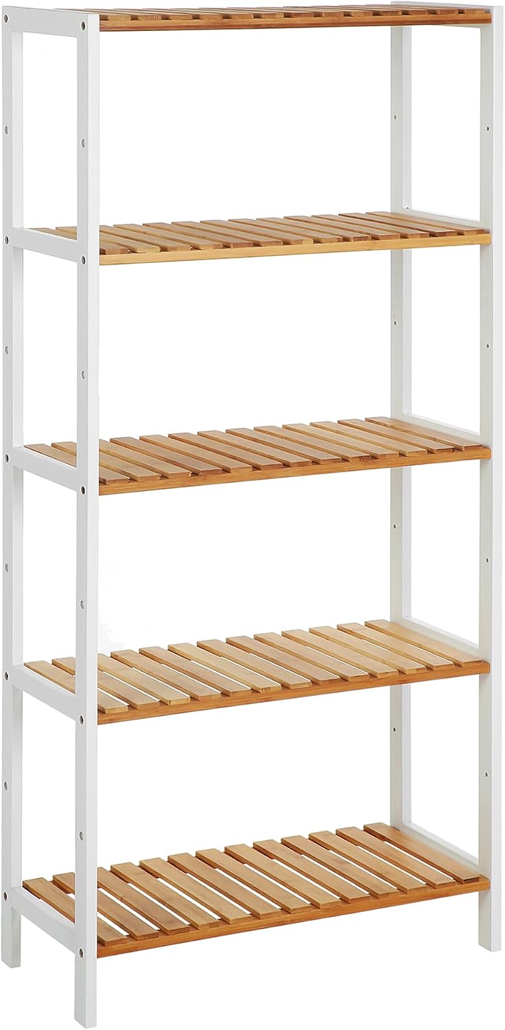 SONGMICS 5-Tier Bamboo Shelf, Freestanding Bathroom Storage Rack