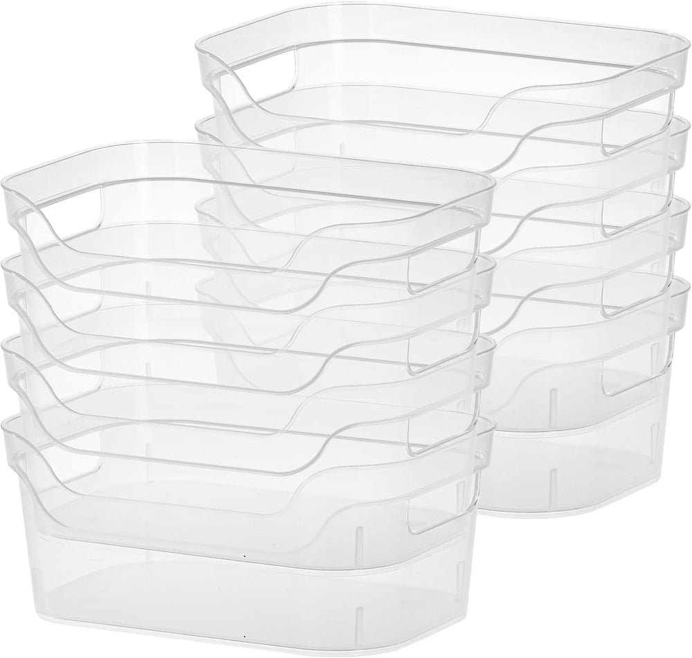 Sterilite 9.5 x 6.5 x 4 Inch Small Open Scoop Front Clear Storage Bin with Co...