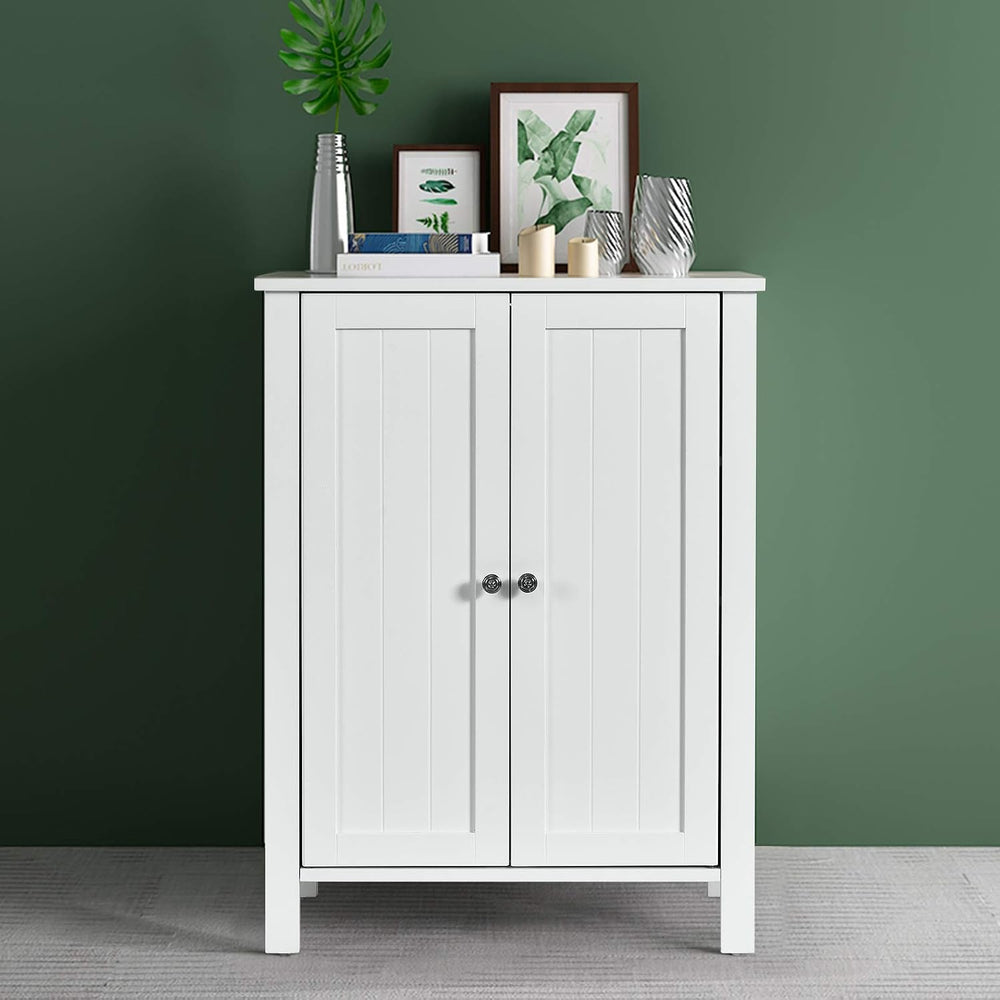 Tangkula Bathroom Floor Cabinet, 3-Tier Storage Cabinet with Double Door &amp...