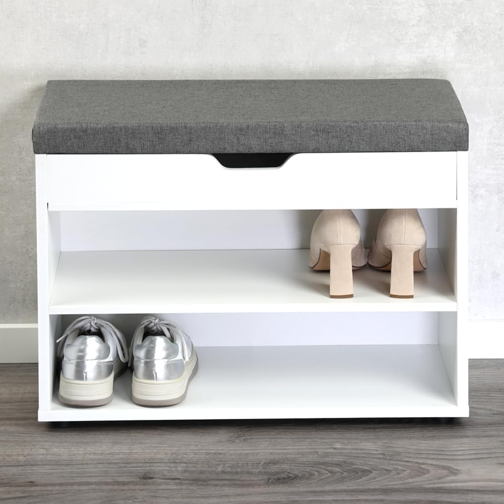 Kesper 15914 13 Shoe Cabinet with Seat Cushion, Made from FSC Certified Chipb...