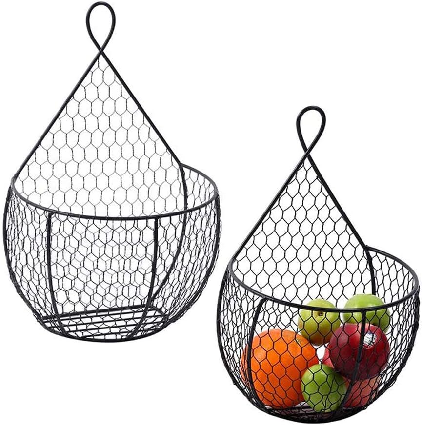 ERYTLLY Metal Fruit And Vegetable Storage Hanging Basket Wall Mounted, For Ki...