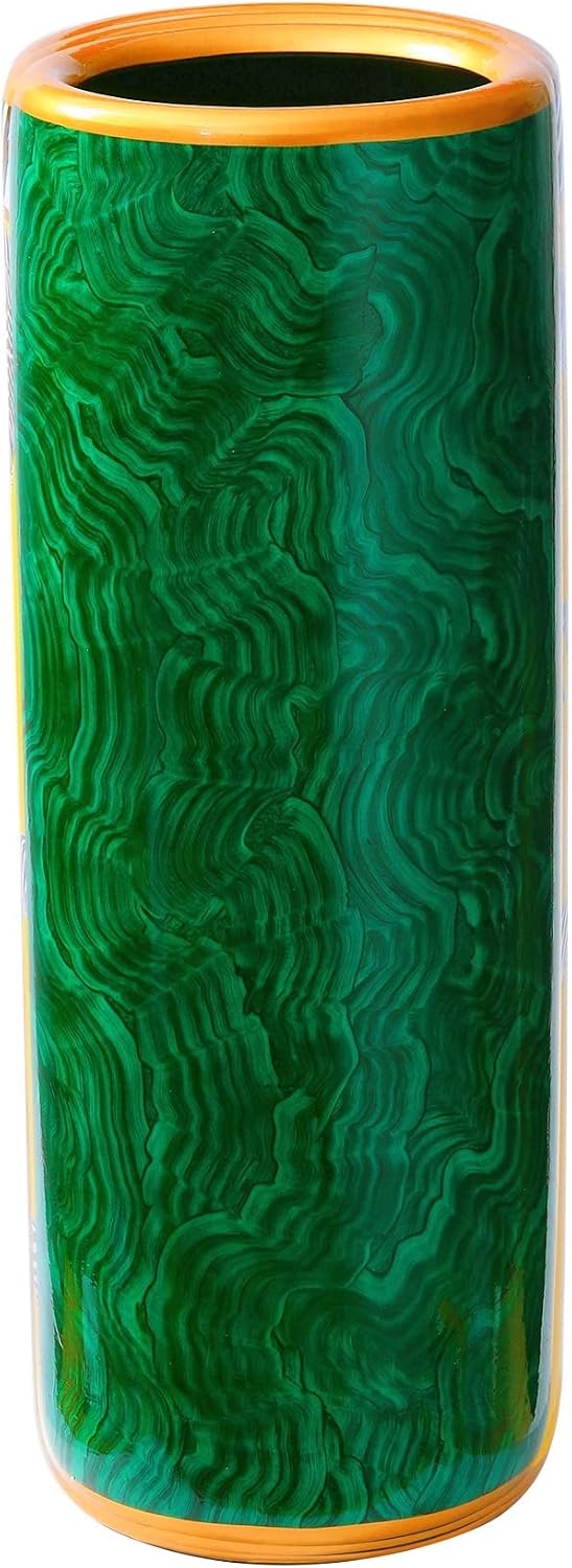 24" H Ceramic Umbrella Stand Malachite Green for Entryway Indoor
