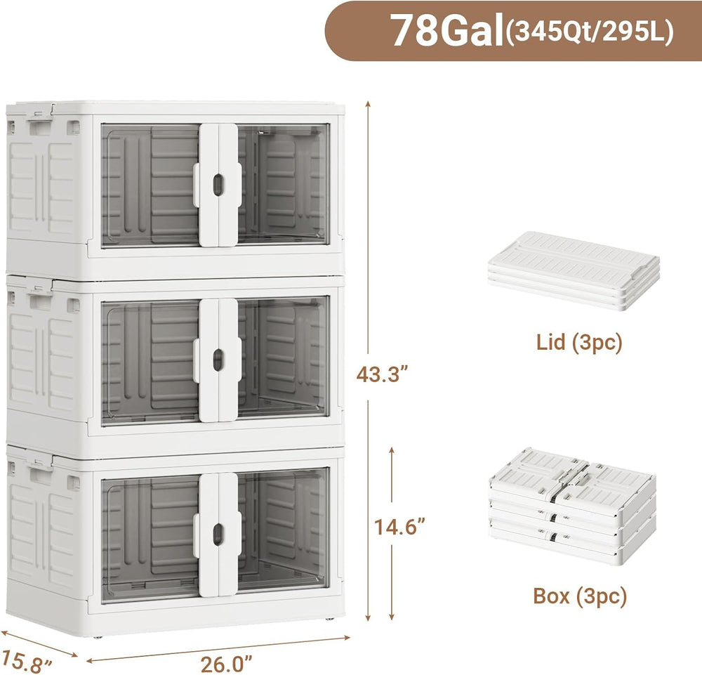 BROVIEW 345Qt Stackable Storage Bins with Individual Lids & Wheels, Large...