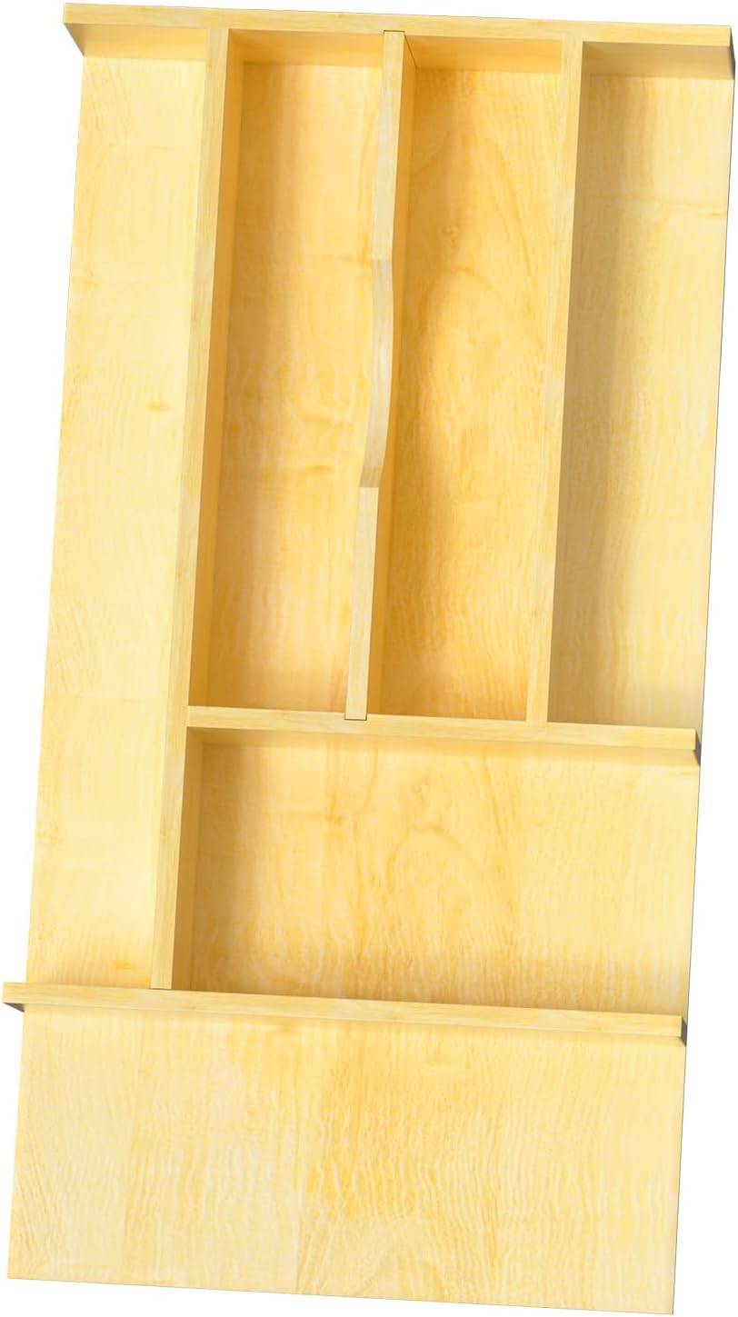 Silverware Drawer Organizer Wood with Adjustable Partition Utensil Cutlery Fl...