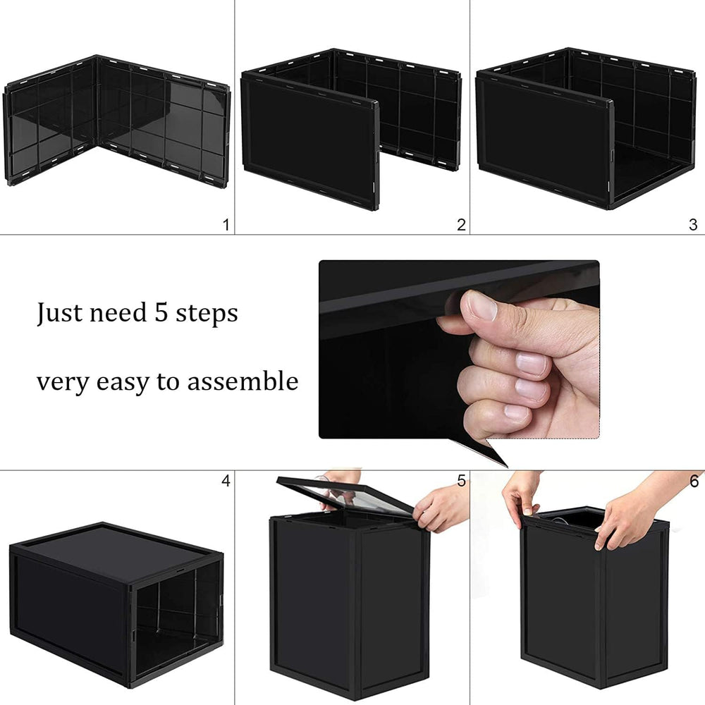 Storage Shoes Box Womens Mens Shoe Storage Display Box Plastic Foldable Stack...