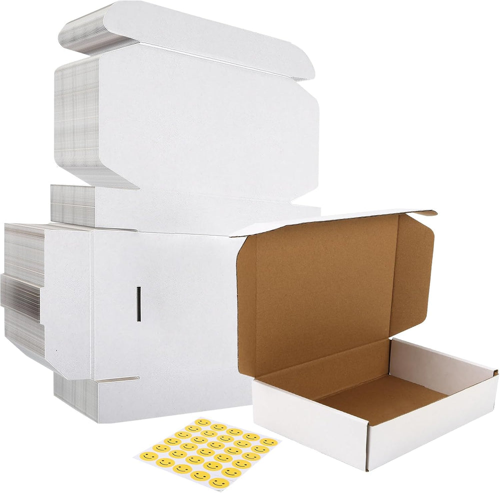 HORLIMER 9x6.5x2 inches Shipping Boxes Set of 50, White Corrugated Cardboard ...