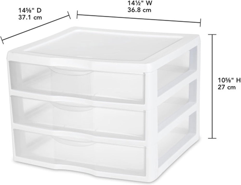 Sterilite Wide 3-Drawer Storage Unit for Bedroom and Dresser, 3-Pack