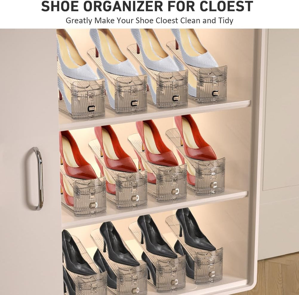 NVGSN 24Pack Clear Shoe Slot Organizer,Shoe Stacker,Storage Space Saver 50%