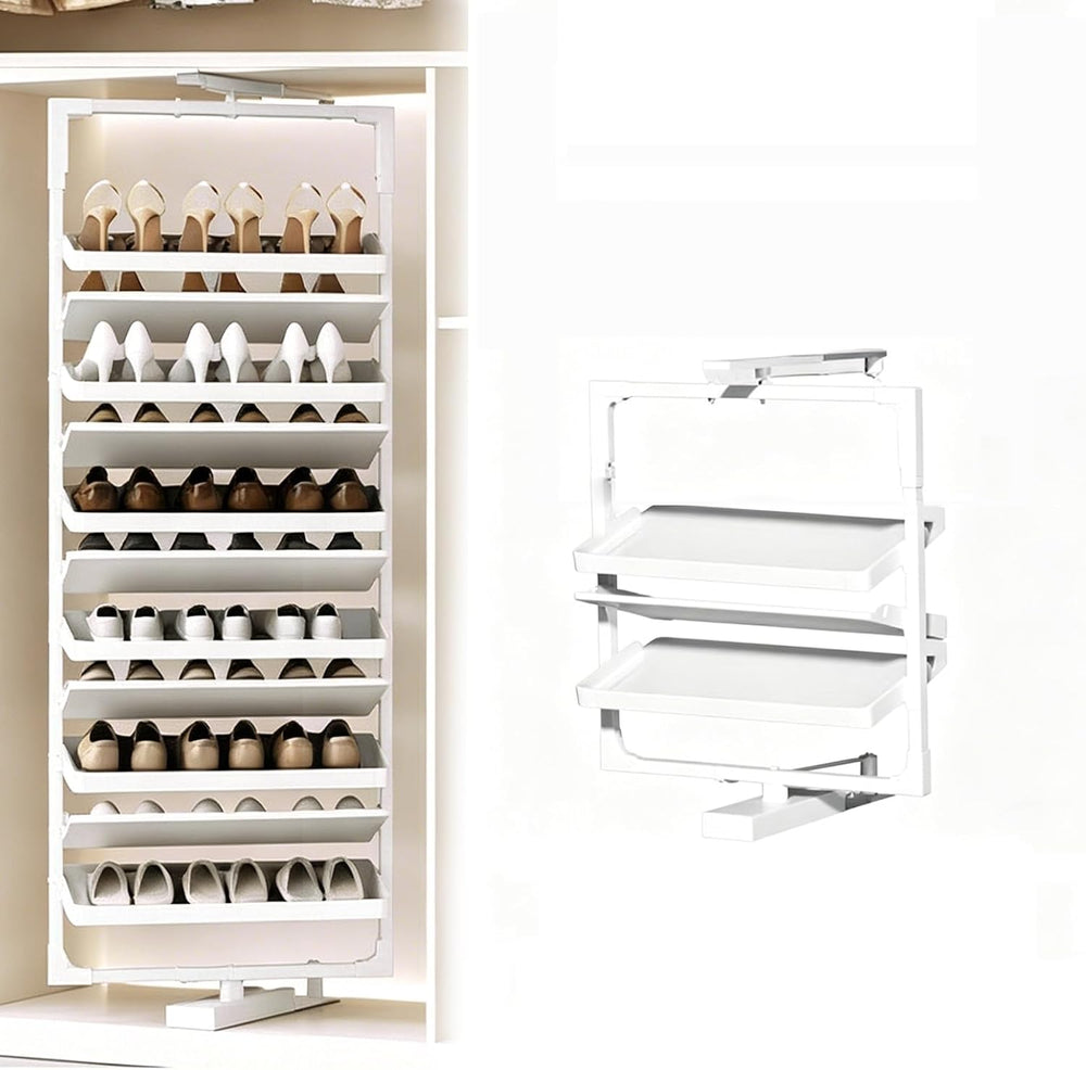 360° Rotating Shoe Rack Organizer for Closet, Double-Sided Pull Out with Deep...
