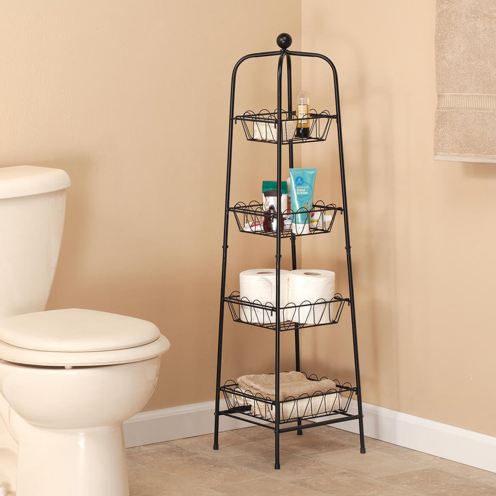 4-Tier Metal Basket Stand for Storage and Organization