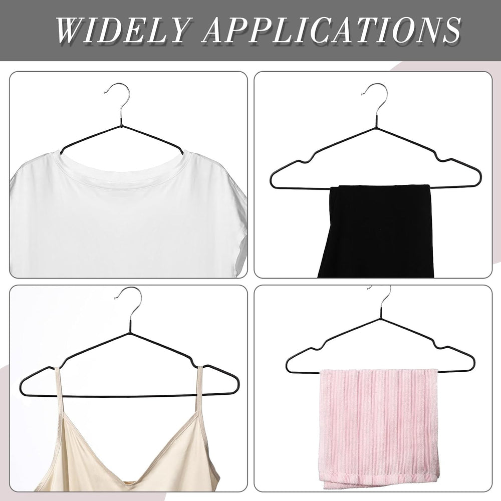 Wesiti 100 Pcs Metal Wire Non Slip Hangers for Clothes Space Saving Hanger St...
