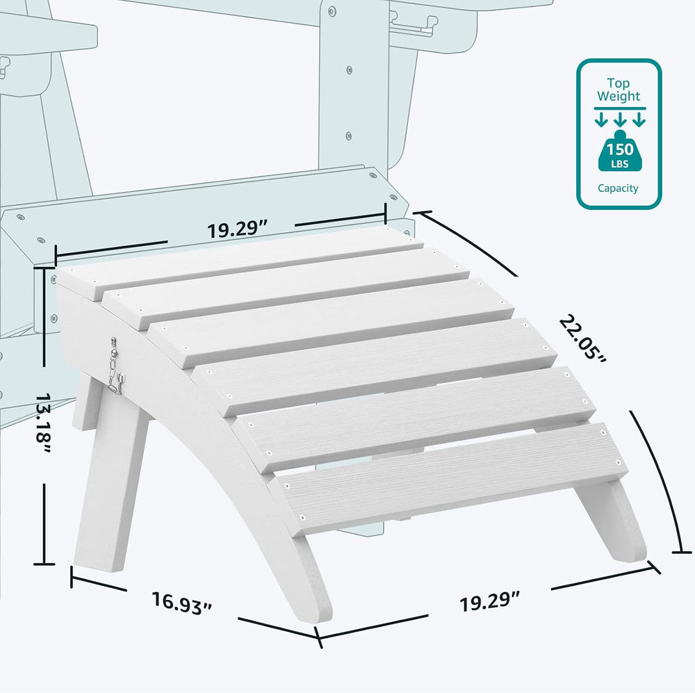 SERWALL Folding Adirondack Ottoman, White
