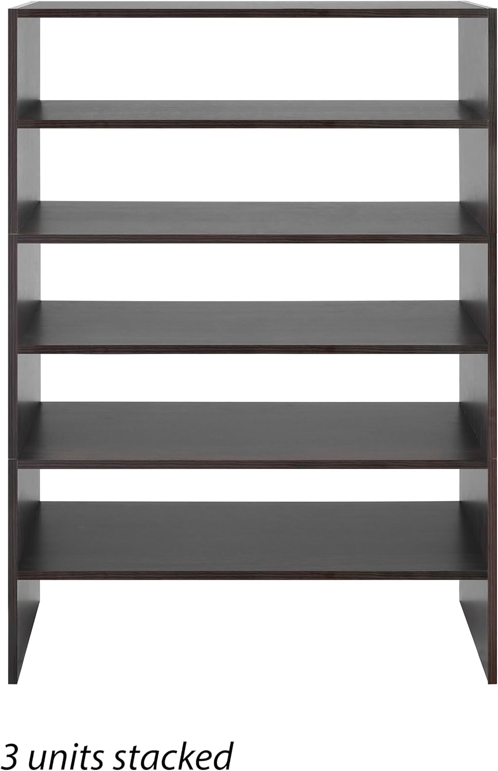 Whitmor Wood Stackable 2-Shelf Shoe Rack, 24 INCH, Espresso，2 Pack