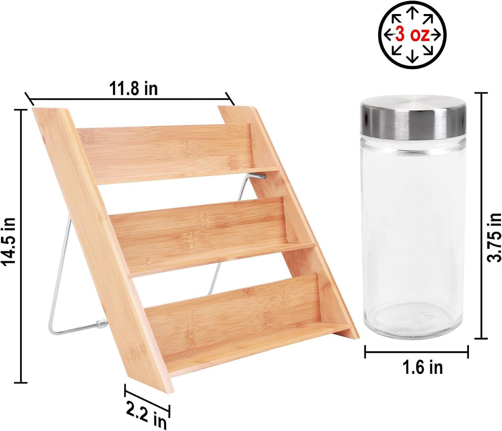 Orii 18 Jar Bamboo Compact Spice Rack with Spices Included & 5-Year Free ...