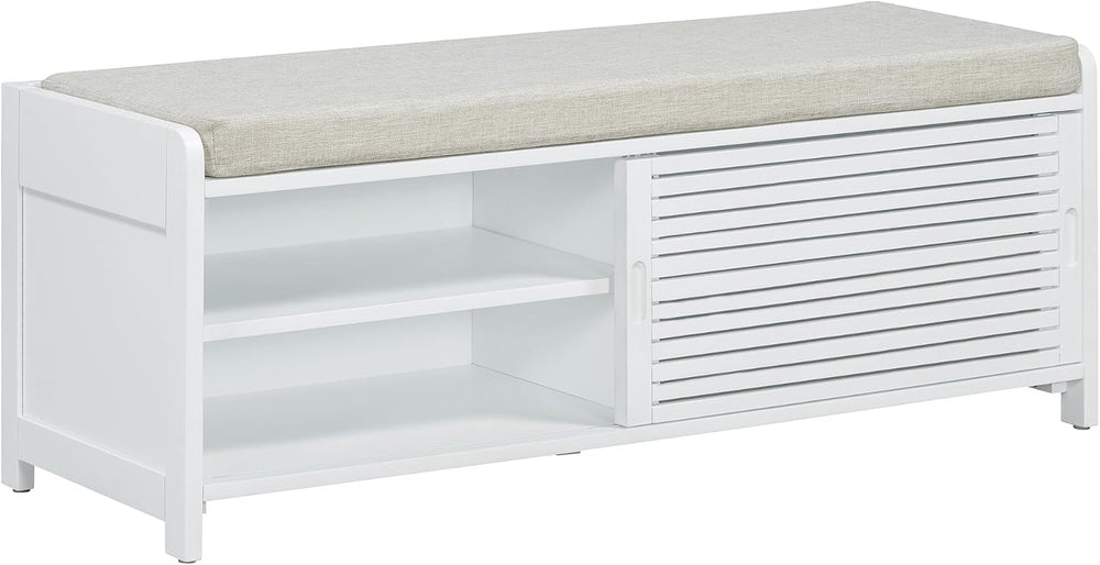 Ball & Cast 43.3" Wood Frame Entryway Storage Bench w/Shutter-Style ...