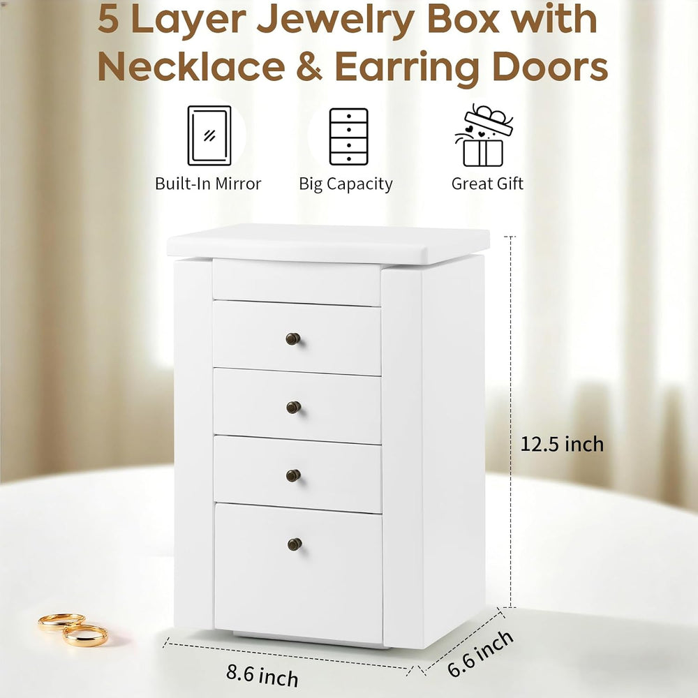 Meangood Jewelry Box Jewelry Organizer, 5-Layer Wooden Jewelry Organizers and...