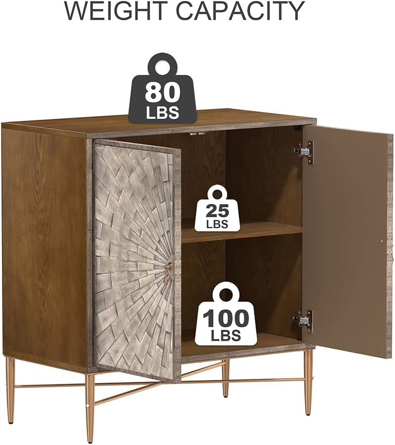 Boyel Living Vintage Wood Storage 2 Door Accent Cabinet