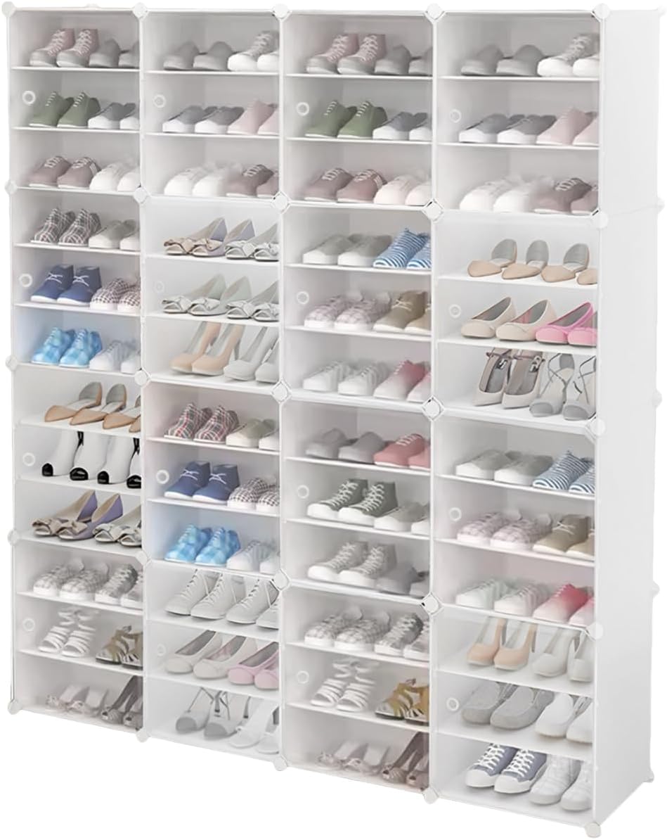 Shoe Rack Organizer, 12 Tier Shoe Storage Cabinet Stackable Detachable Free S...