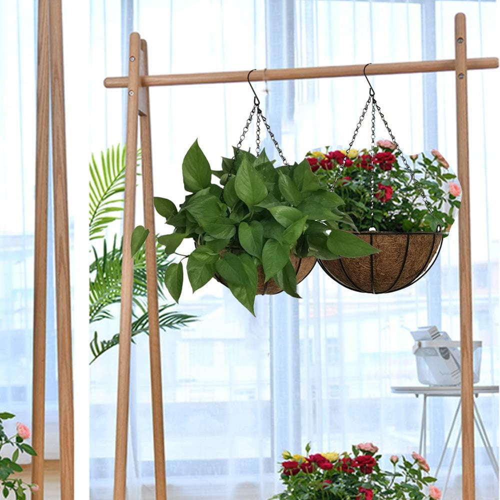 Hanging Plant Basket Flower Holder (2pack, 14 inch)-Metal Wire Round Hanging ...
