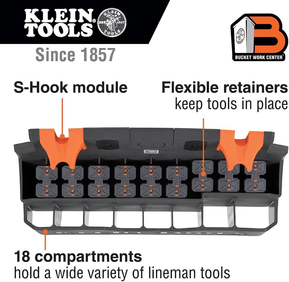 Klein Tools BC501S S-Hook Hard Tool Storage Module, 18 Compartments