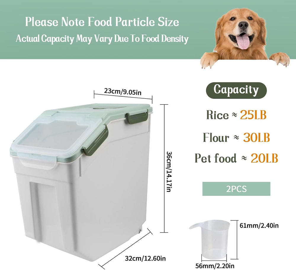 Large Flour Storage Container Bin 25lb, 2Pack Airtight Rice Storage Container...