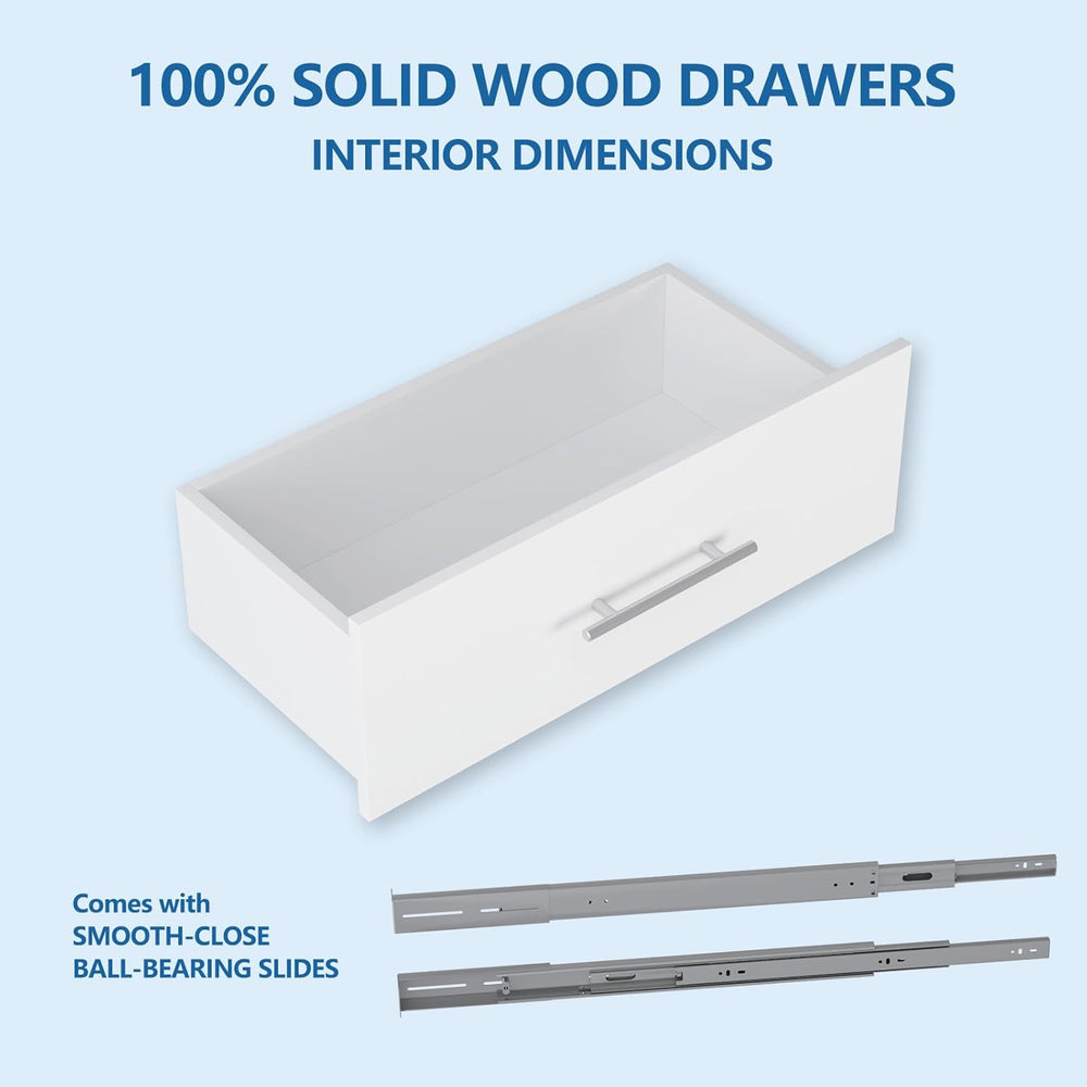 4 Drawer Short Tower, Modular Wood Closet System Organizer with Storage, Clot...