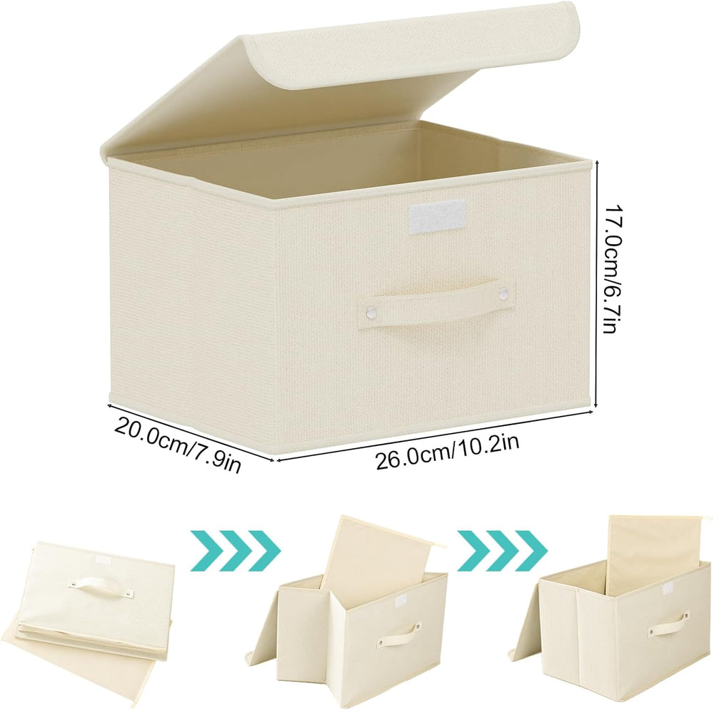 Cloth Storage Baskets with Handles,Beige 10.2x7.9x6.7in,5 Pack