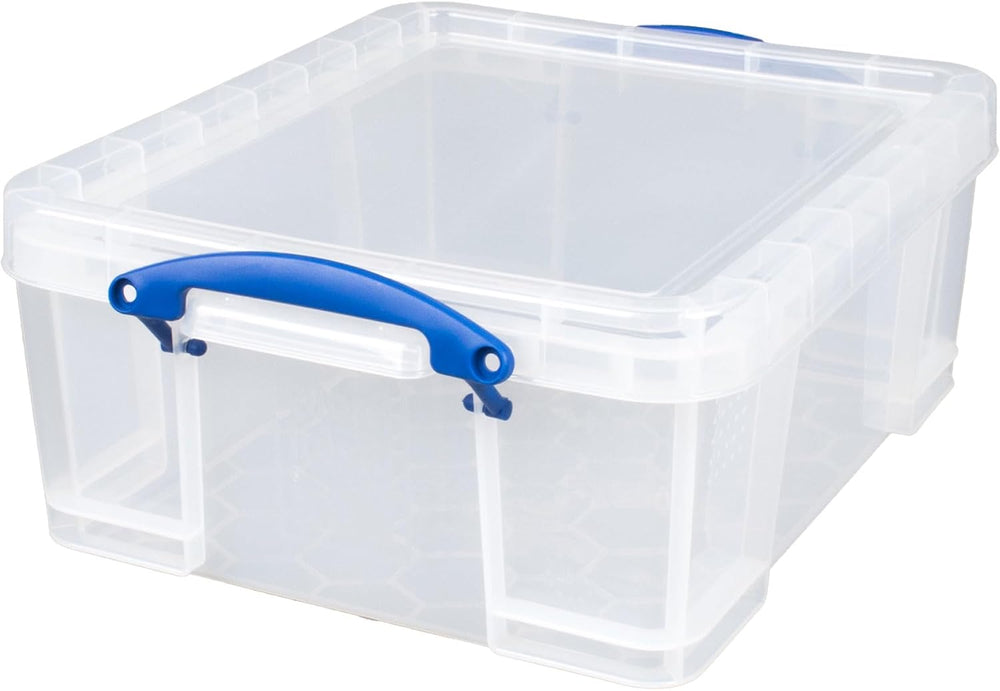 Really Useful Box 2 Pack 17L Plastic Storage Bins with Snap Lids and Clip Loc...