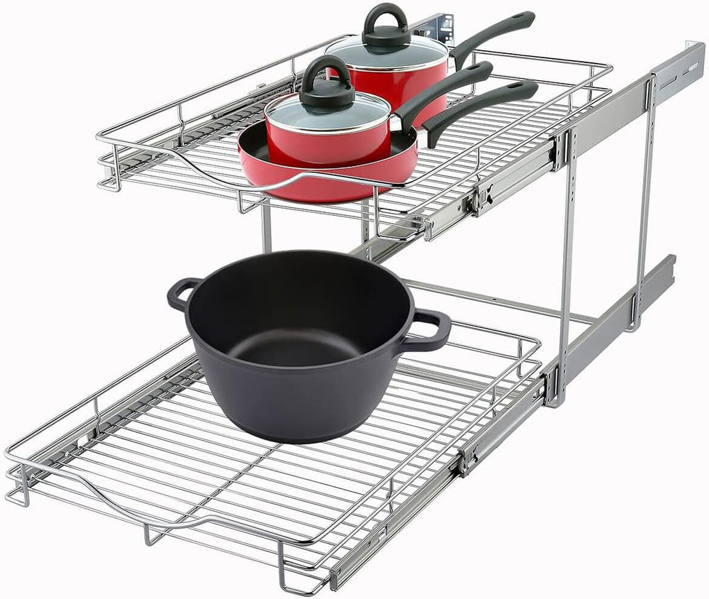 DINDON 2 Tier Pull Out Cabinet Organizer (11" W x 18" D) Heavy-Duty...