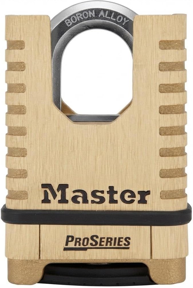 Master Lock ProSeries 4-Digit Combination Padlock, Brass Lock 1177D