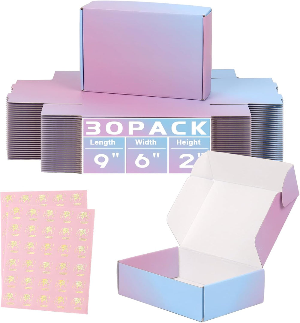 30 Pack 9"x6"x2" Corrugated Packaging Mailer Boxes, Purple Shi...