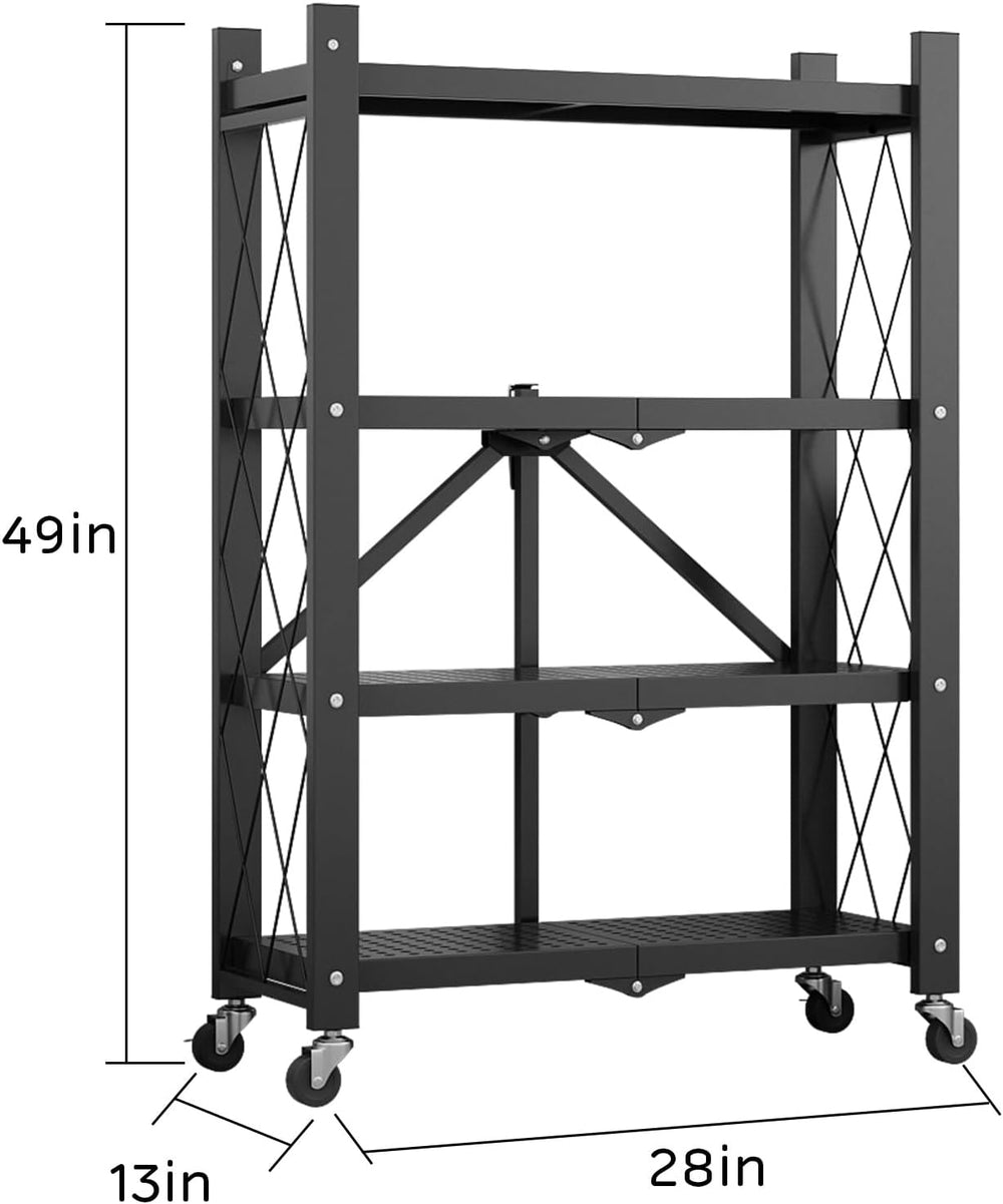 All-in-one Heavy Duty Storage Shelving Unit, Foldable Storage Shelves with Wh...
