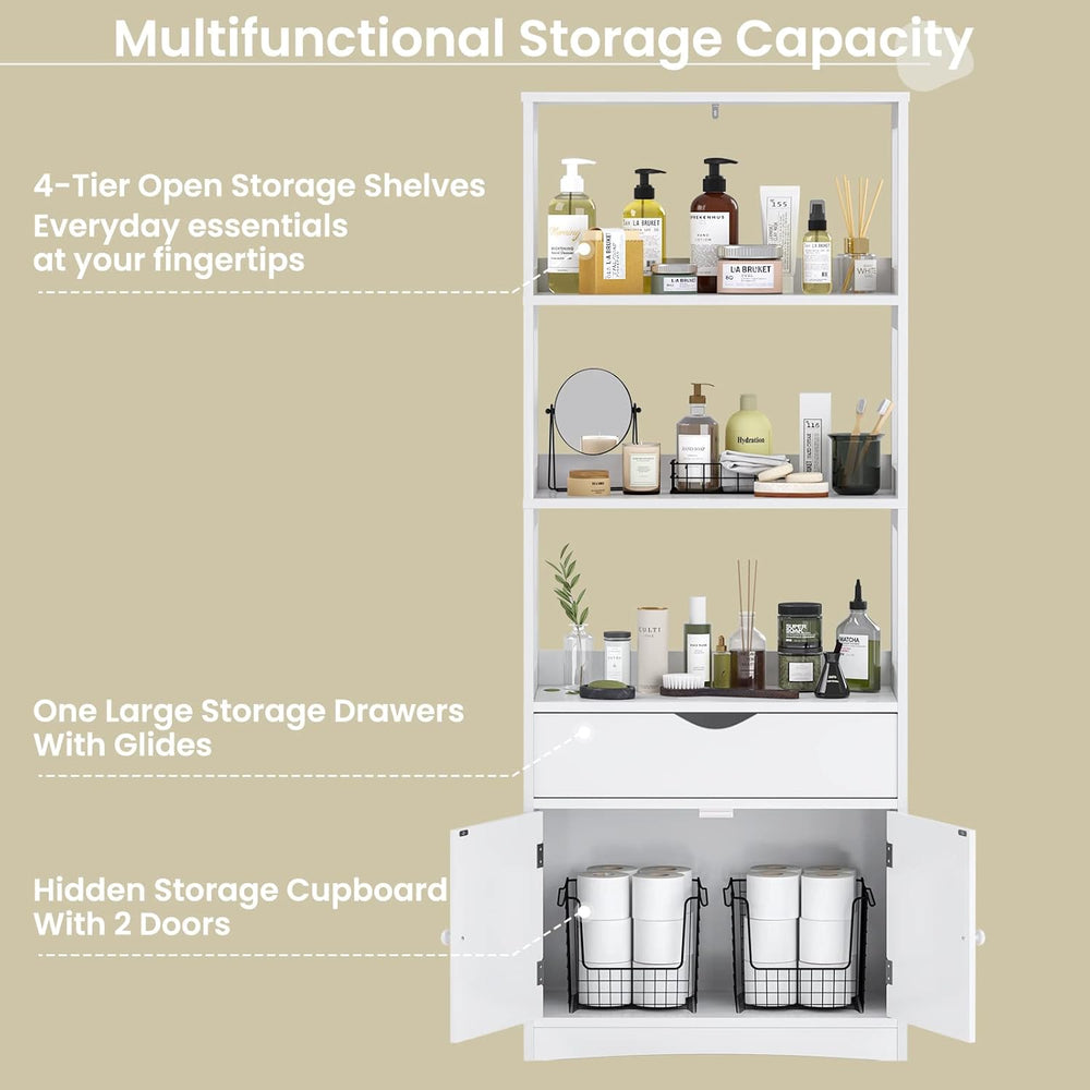 DICTAC Kitchen Pantry Storage Cabinets Freestanding Tall Bathroom Cabinet wit...