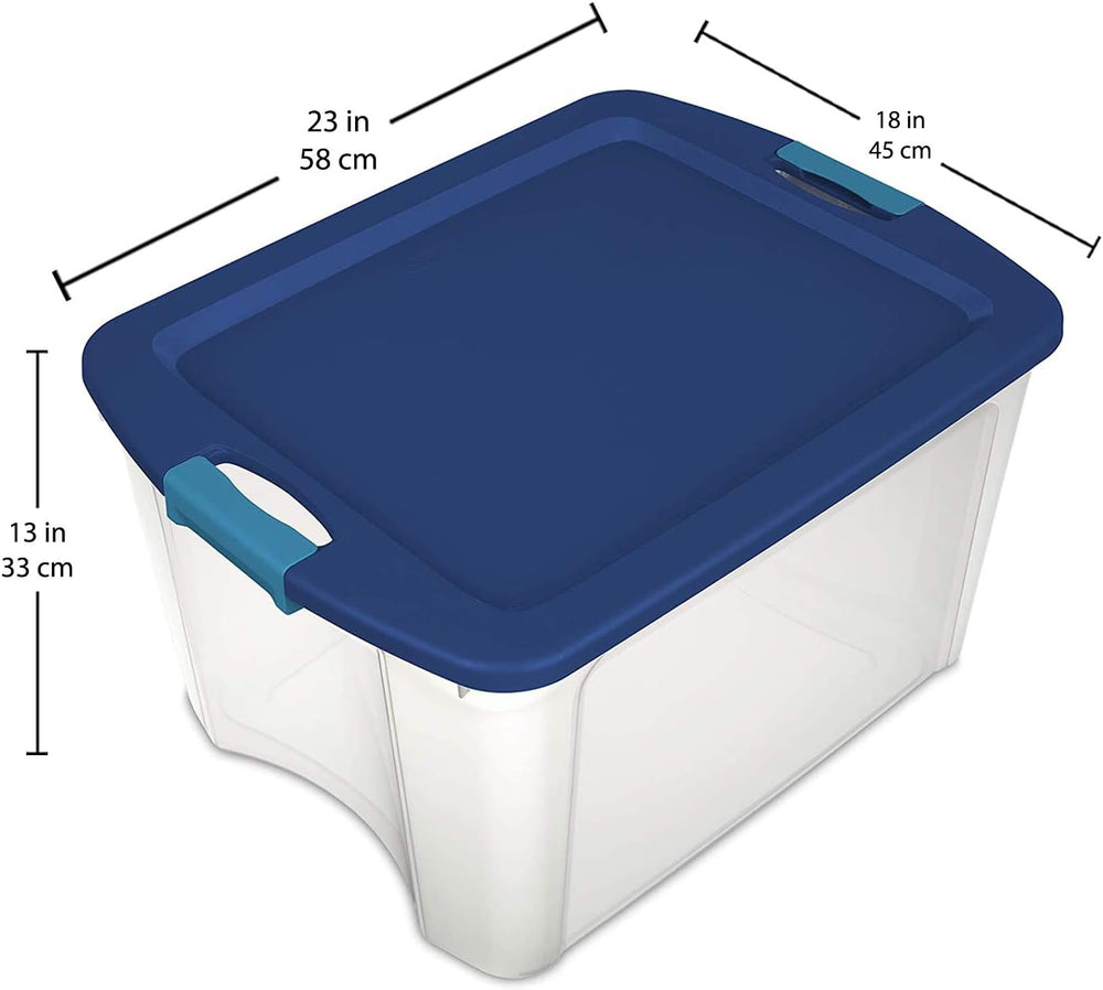 Sterilite 18 Gallon Latch & Carry Storage w/Grip Handles, Clear, 6 Pack