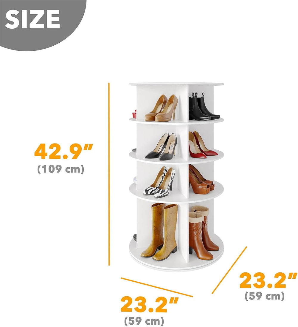 SpaceAid Rotating Shoe Rack 4 Tier Organizer, High Bottom Design Shoe Tower S...