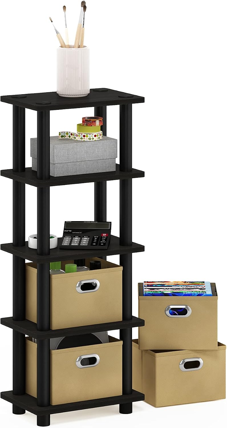 Furinno Turn-N-Tube Toolless 4-Tier Storage Shelves, Espresso