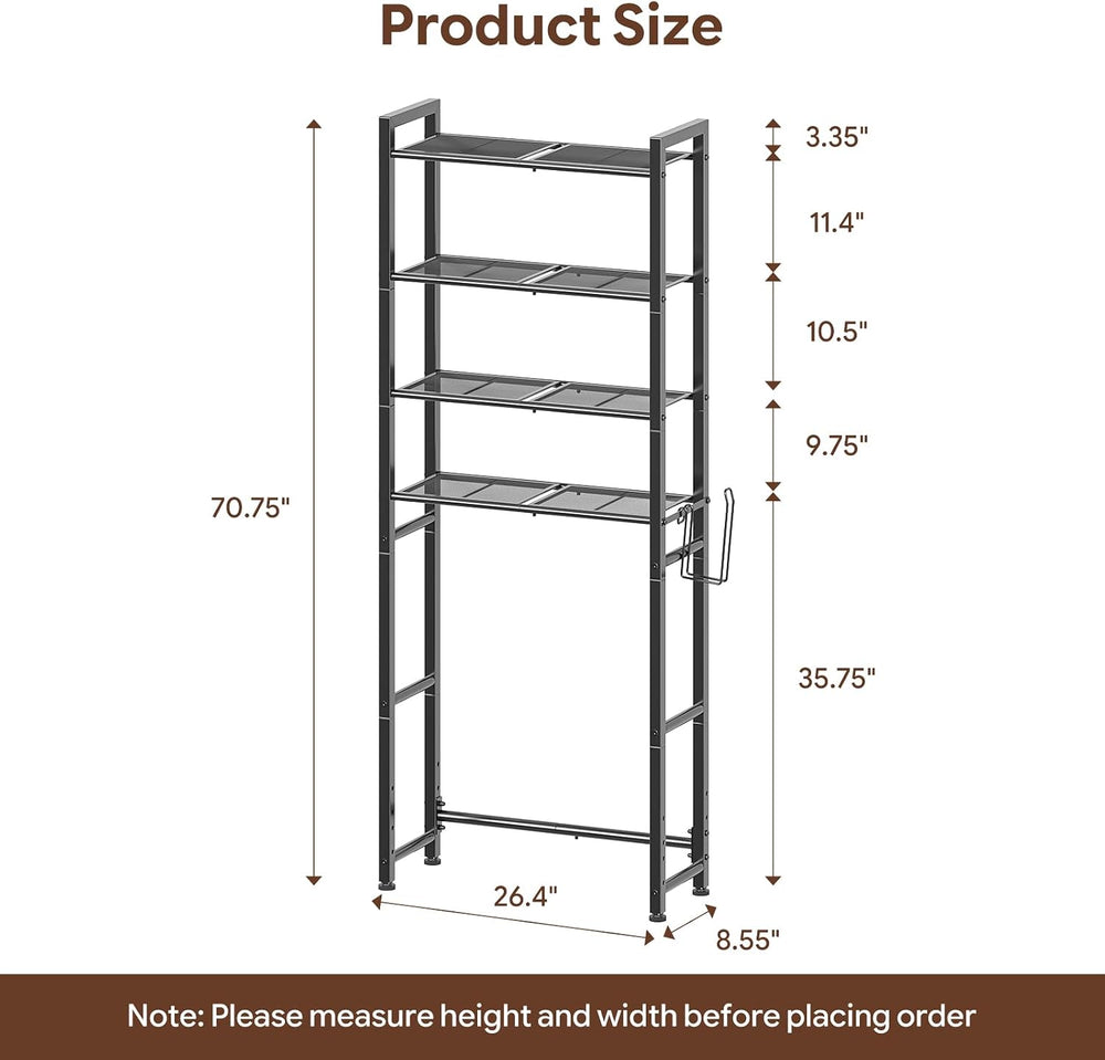 Simple Trending 70.75" Over Toilet Storage Rack with Paper Holder, Black