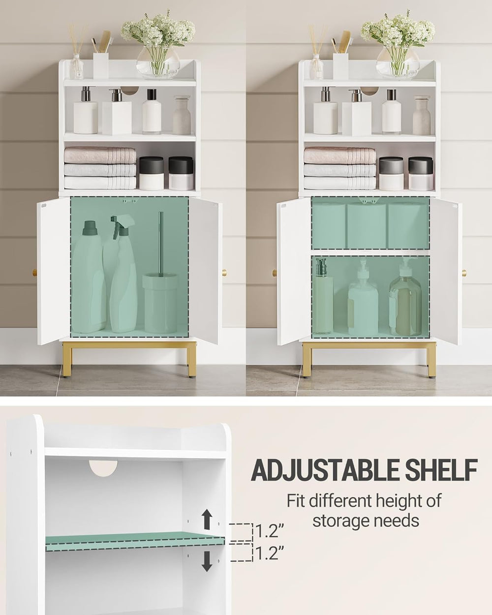 Hzuaneri Bathroom Storage Cabinet, Small Floor Cabinet with 2 Door