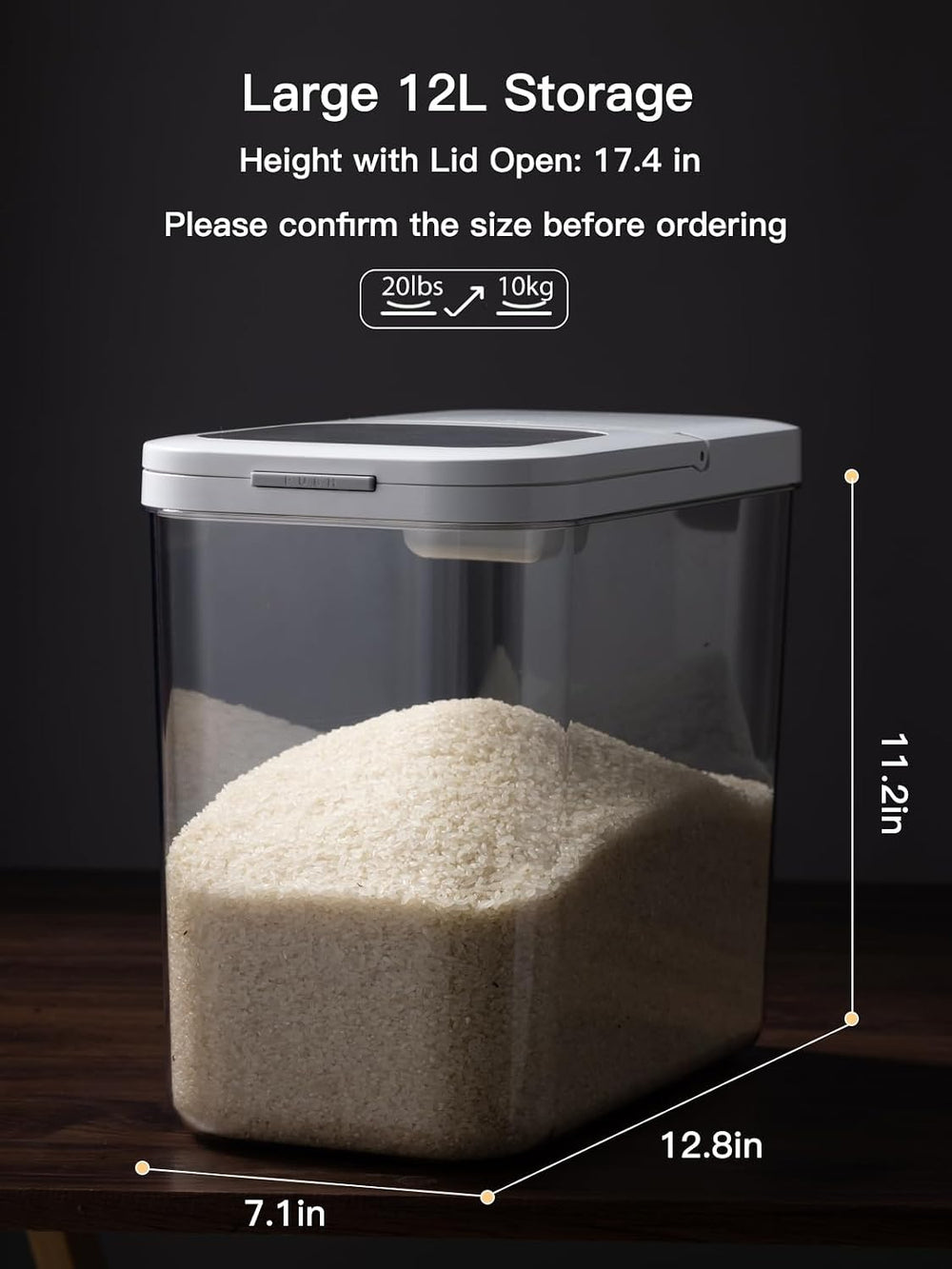 LivLab Mker 20-25 lbs Rice Dispenser with measuring spoon - Rice Container