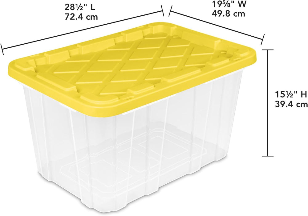 Sterilite Industrial Storage Tote with Lids for Garage, 27 Gallon, 16-Pack