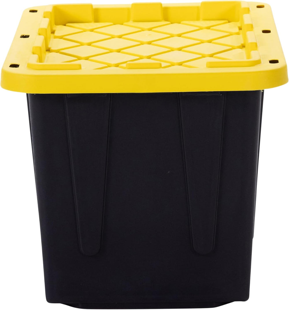 Plastic 23-Gallon Storage Tote with Lockable Lid, Stackable Tough Regular-Dut...