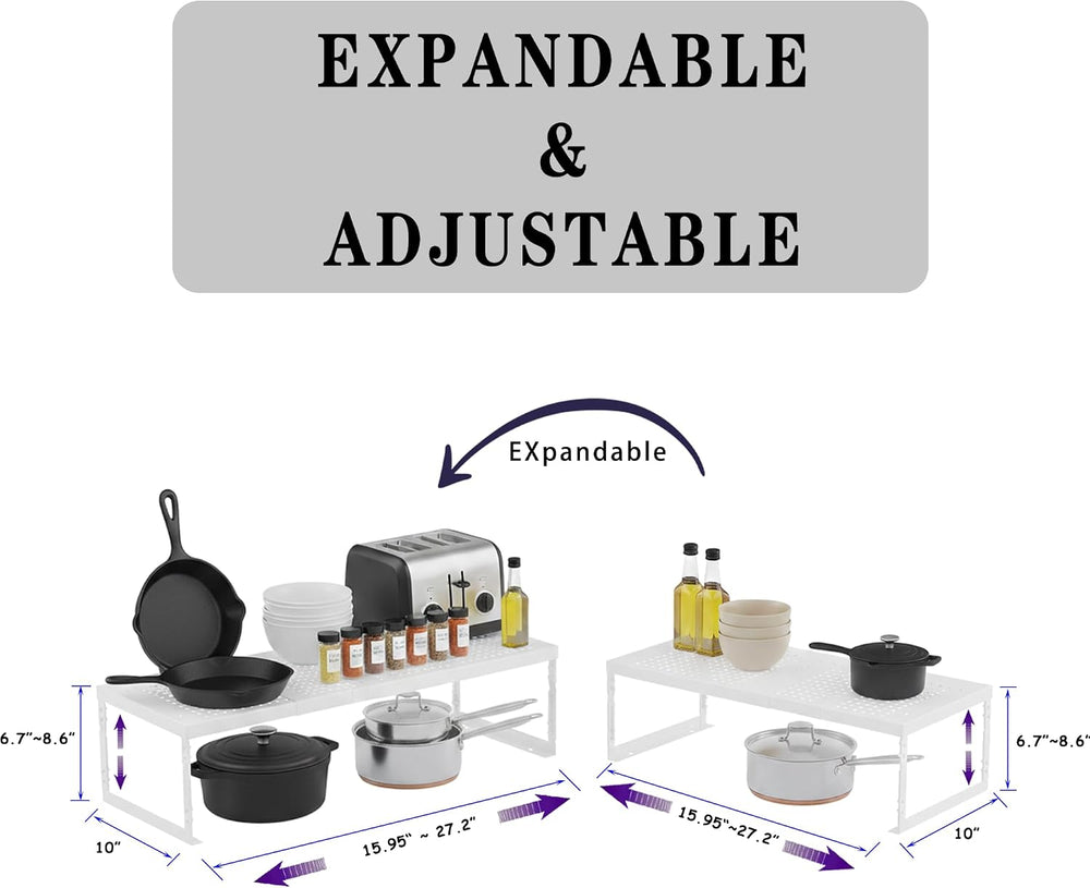Stackable Expandable Metal Shelf Organizer, Thickened Steel Adjustable Storag...