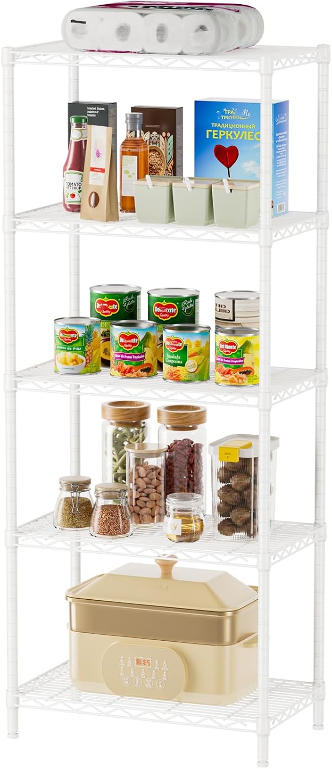 5 Metal Shelves Wire Shelving Storage Shelf Adjustable Unit Pantry