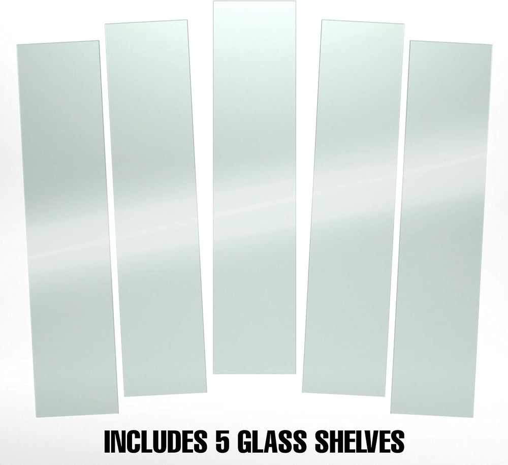 Econoco Tempered Glass Shelves, 3/16in Thick, Clear, 5 Pack, 8x36in