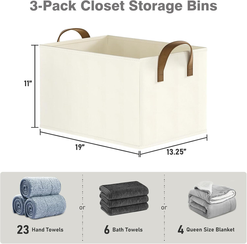 Closet Storage Bins, Fabric Closet Organizers and Storage Basket for Shelves,...