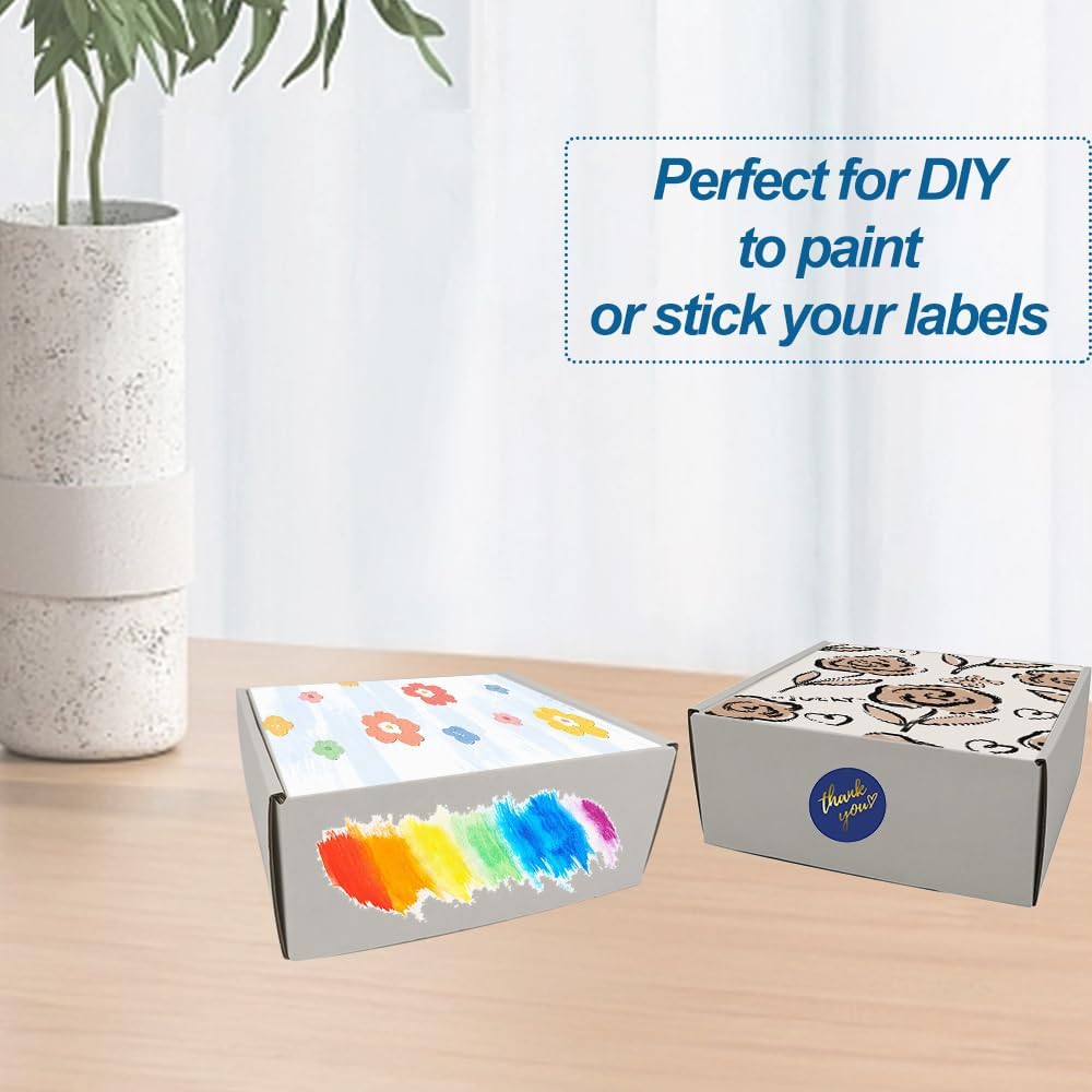ROTCH 50 Pack 7x6x3'' Corrugated Mailers, White, Cardboard Boxes Perf...