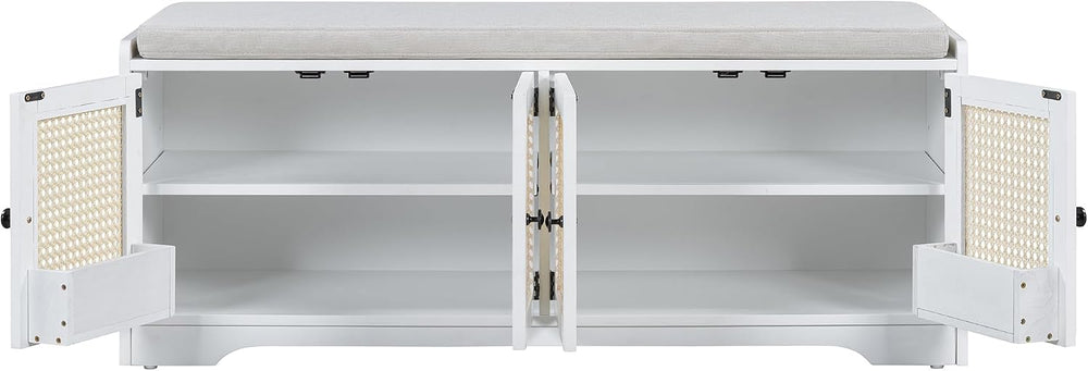 SOFTSEA 47.4" Shoe Storage Bench with Cushion, Farmhouse Entryway Bench ...