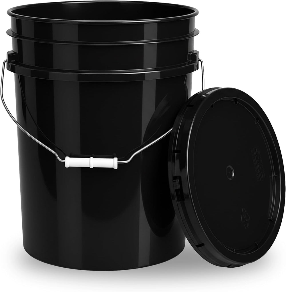 ePackageSupply 5 Gallon Bucket - Food Grade w/Lid BPA-Free, 6 Pack - Black